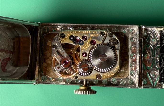 Audiguet Cal. 45 movement, Roehrich specimen. J. L. Roehrich marking visible. Remontorium collection.